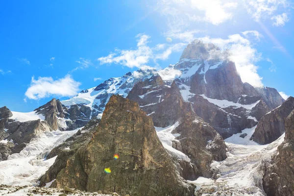 Famosa Cima Ushba Montagne Del Caucaso Svaneti — Foto Stock