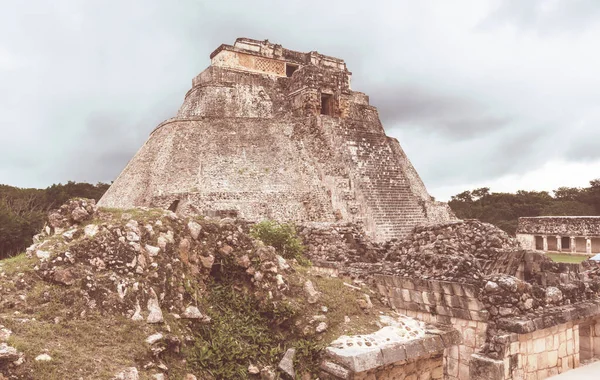 Uxmal Yucatan Meksika Daki Maya Piramidi — Stok fotoğraf