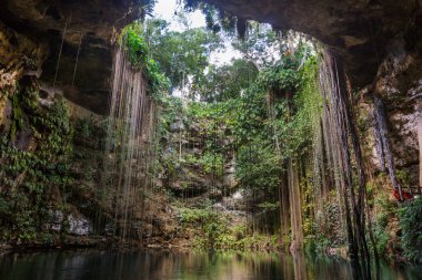 Alışılmadık doğal tropikal manzaralar - Ik-Kil Cenote, Meksika