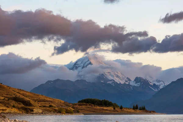 Uitzicht Majestueuze Aoraki Mount Cook Nieuw Zeeland — Stockfoto