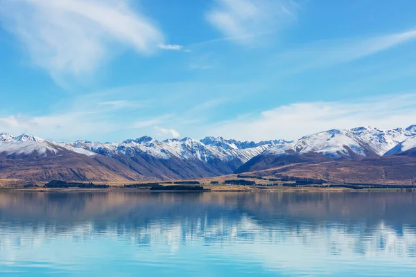 Дивовижні Природні Ландшафти Нової Зеландії Озеро — стокове фото