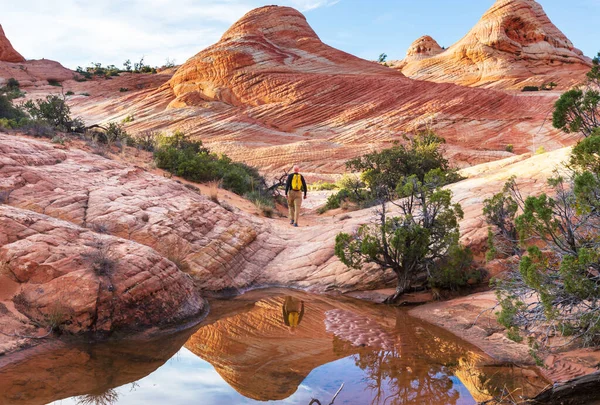 Caminhada Nas Montanhas Utah Caminhadas Paisagens Naturais Incomuns Formas Fantásticas — Fotografia de Stock