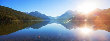 Beautiful serene lake in sunny day