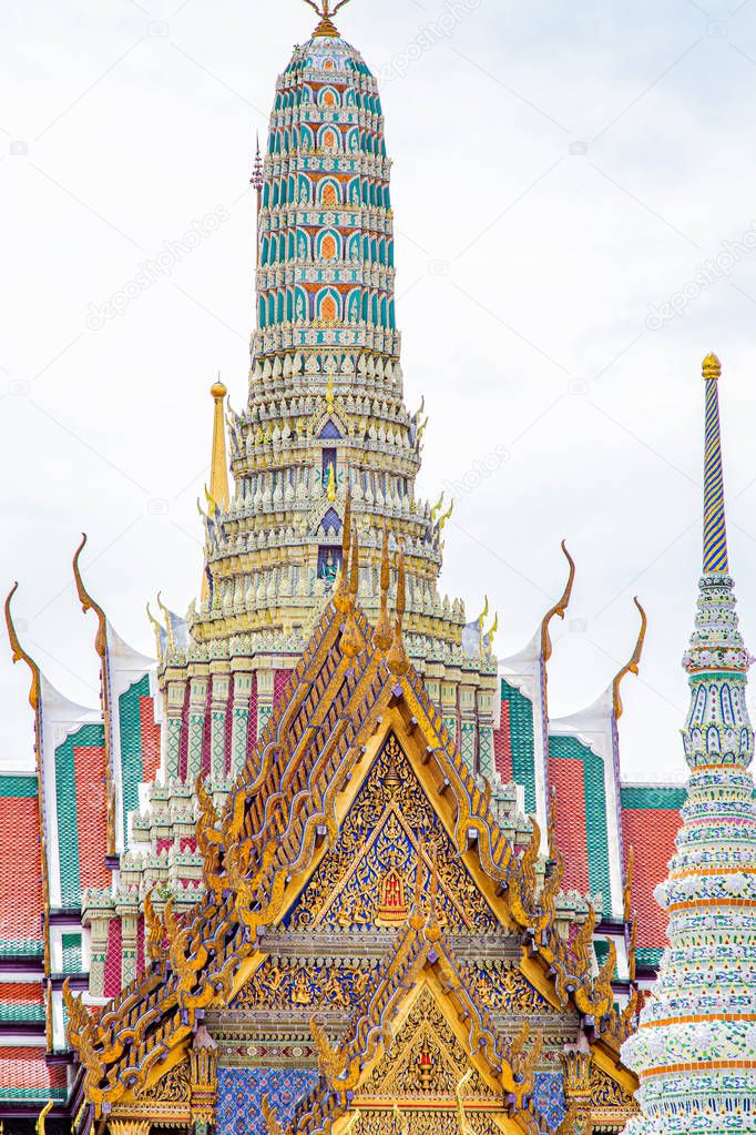 Highly ornate roof tops and spires with in Bangkok's Grand Palace complex