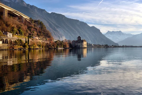 Uitzicht Beroemde Chateau Chillon Genève Tot Zwitserland Kanton Montreux Zwitserland — Stockfoto