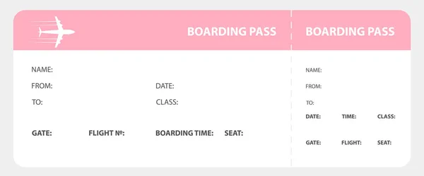 Cartão de embarque rosa — Vetor de Stock