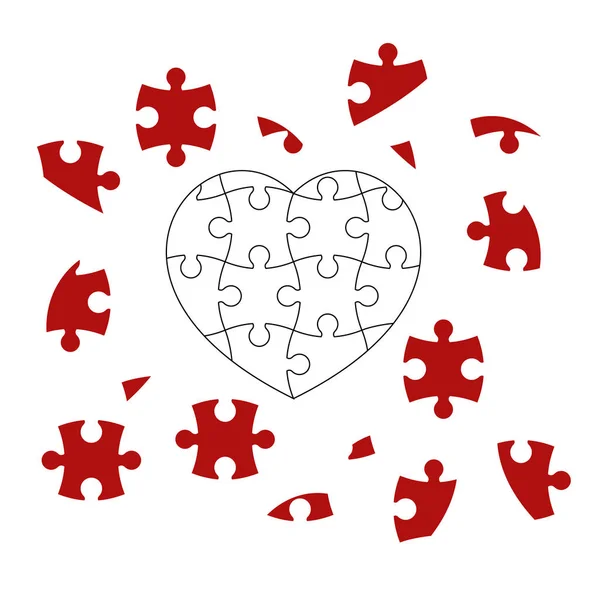 Rotes Puzzleherz — Stockvektor