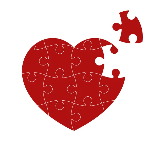 Cuore puzzle rosso — Vettoriale Stock