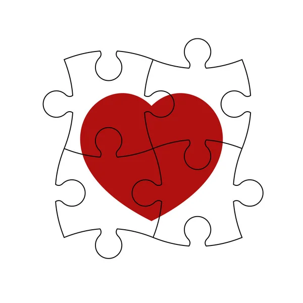 Rode puzzel hart — Stockvector