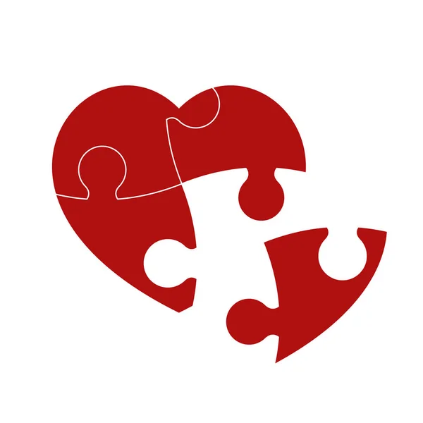 Kırmızı puzzle kalp — Stok Vektör