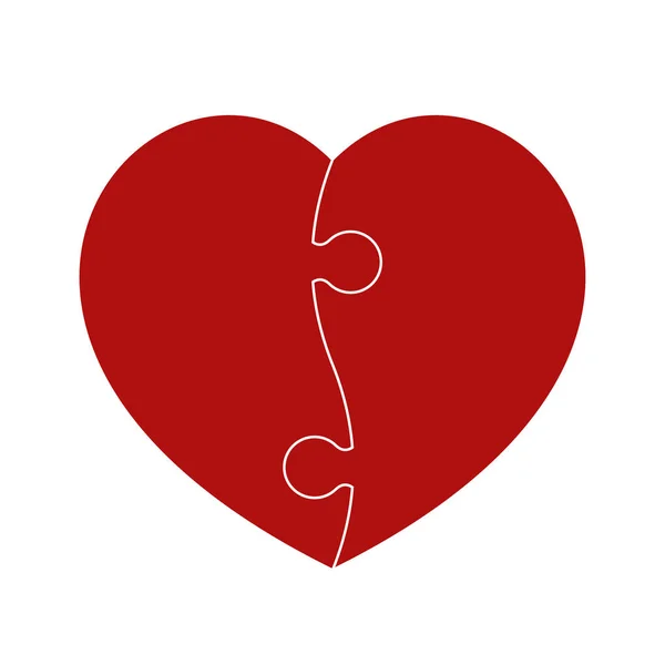 Corazón rompecabezas rojo — Vector de stock