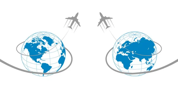 Letadlo a Globus — Stockový vektor