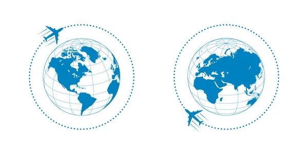 비행기와 글로브 — 스톡 벡터