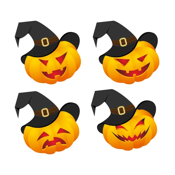 Set of pumpkin emoticons — Stock Vector