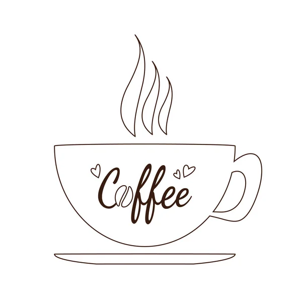 Kahve fincanı yazı ile — Stok Vektör
