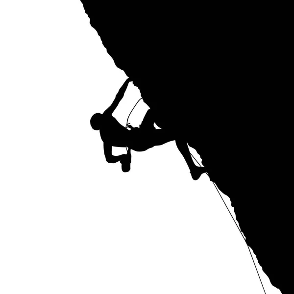 Silhouette eines Bergsteigers — Stockvektor