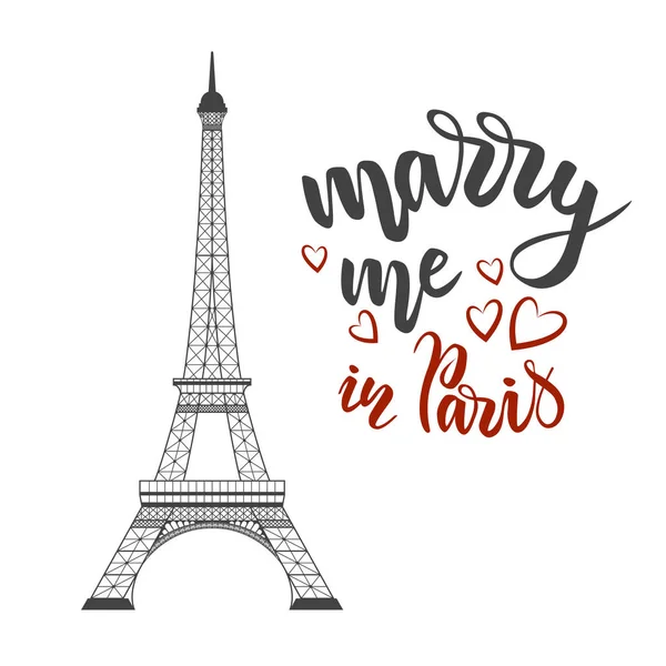 Lettering casar comigo em Paris — Vetor de Stock