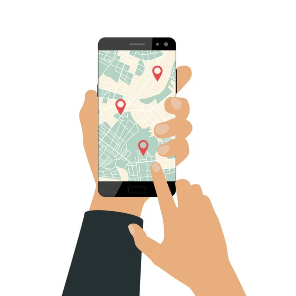 Mobile Navigation auf dem Smartphone — Stockvektor