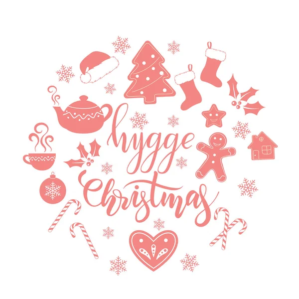 Boże Narodzenie Hygge pędzla kaligrafii — Wektor stockowy