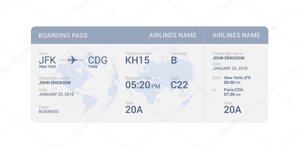 Blue boarding pass