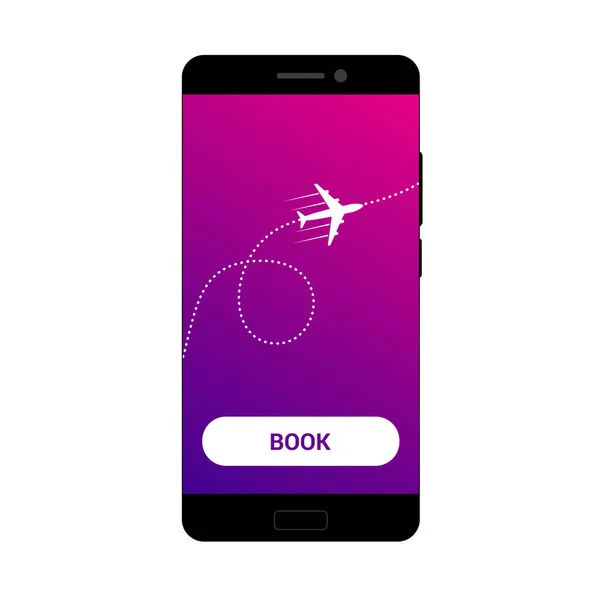 Symbolflugzeug auf dem Bildschirm eines Smartphones — Stockvektor