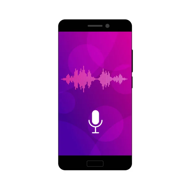 Rosa violette Schallwellen auf dem Bildschirm eines Smartphones — Stockvektor