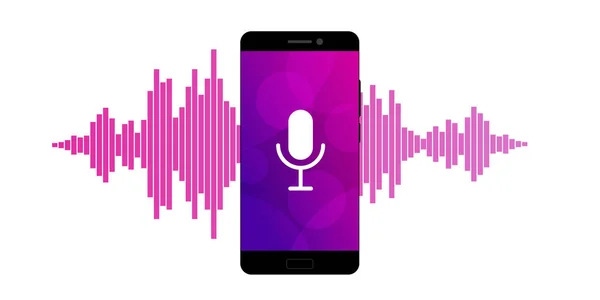 Microphone à l'écran d'un smartphone — Image vectorielle