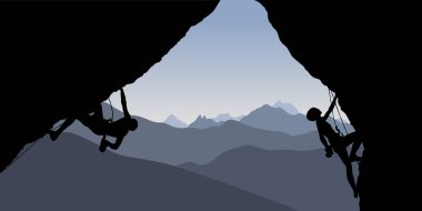 Bir climberss siluetleri