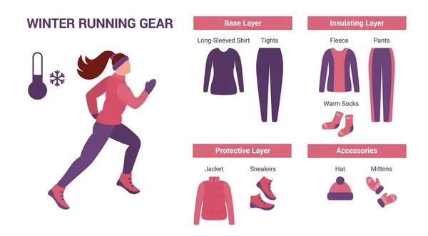 Conjunto de ropa para correr en invierno — Archivo Imágenes Vectoriales