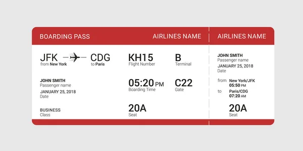 Красный посадочный талон — стоковый вектор