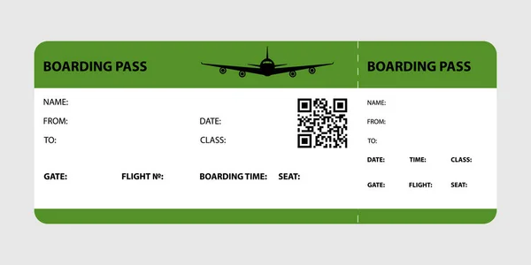 Green Boarding Pass Isolated Gray Background Vector Illustration — Stock Vector