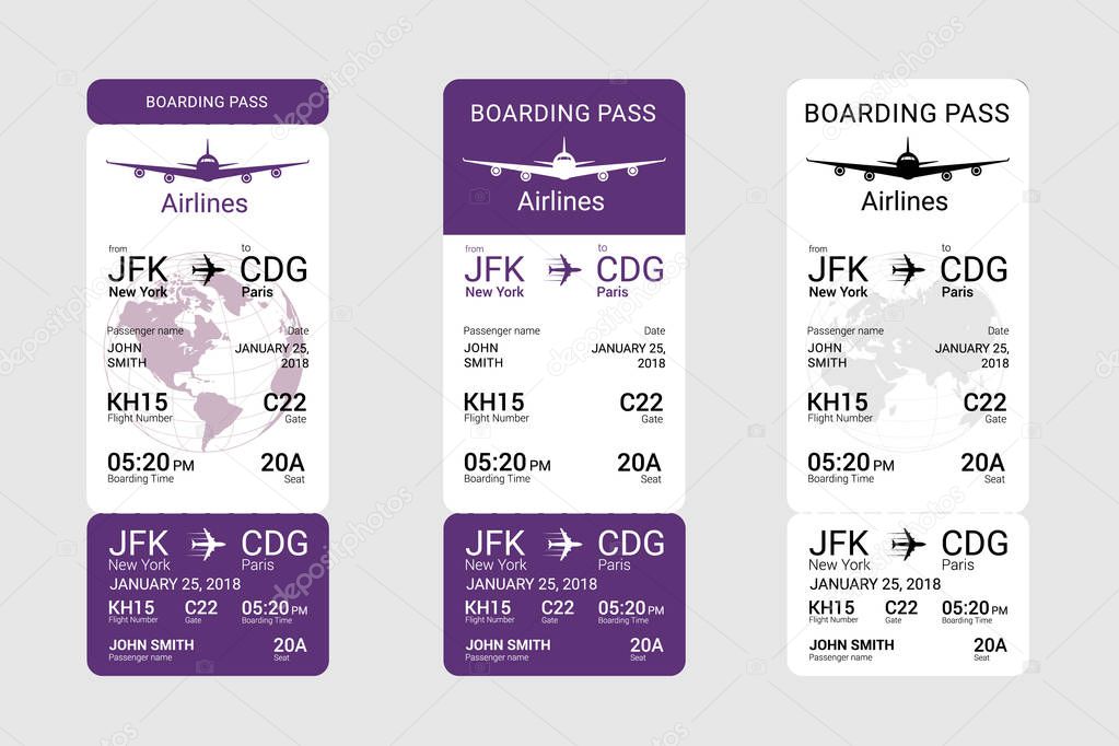 Three different boarding passes