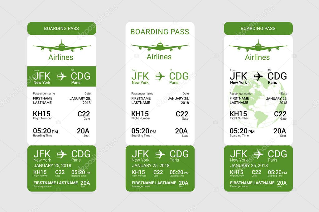 Three different boarding passes