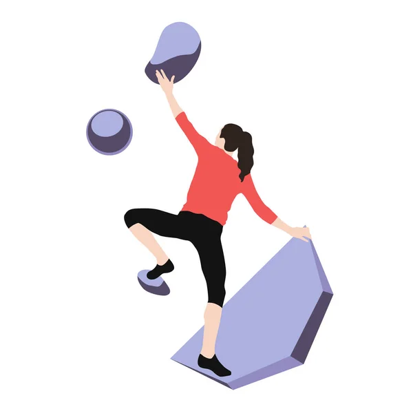 Femme grimpe mur d'escalade — Image vectorielle