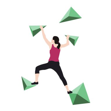 Kadın tırmanma duvarı tırmanıyor