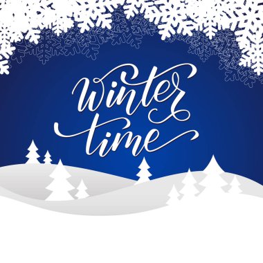 Fırça kaligrafi Kış saati ile Noel kartı
