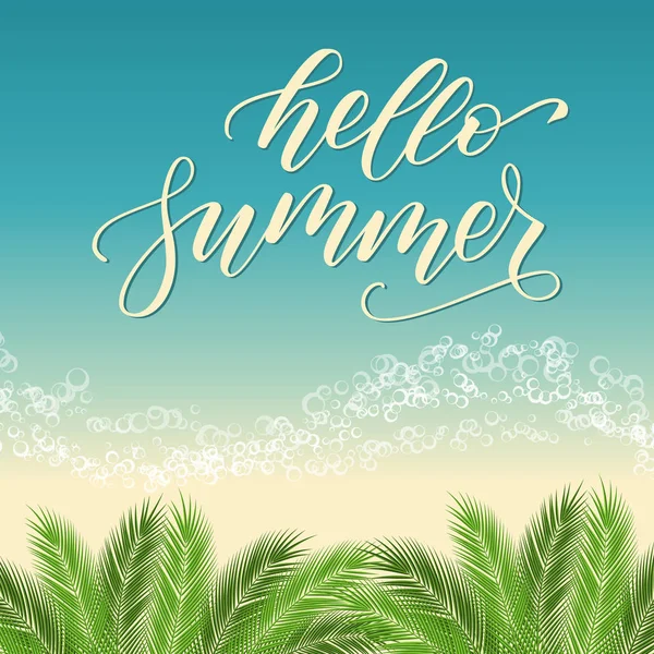 Moderne handgeschreven borstel kalligrafie Hello zomer — Stockvector