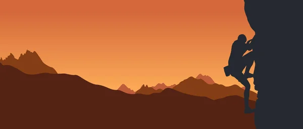 Silhouette d'un grimpeur — Image vectorielle