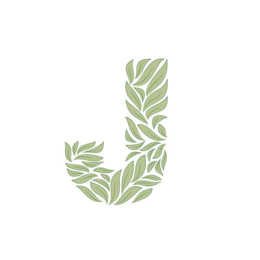 Süslü J harfi beyaz üzerine