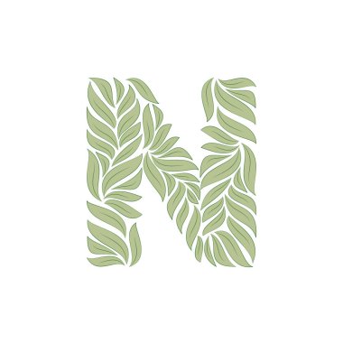 Süslü harf N beyaz üzerine