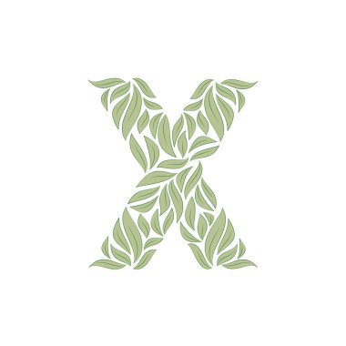 Süslü X harfi beyaz üzerine