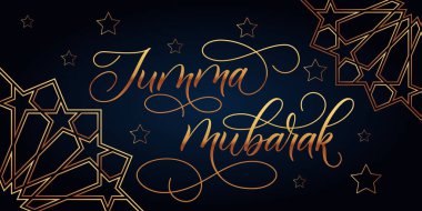 Fırça kaligrafili tebrik kartı Jumma Mübarek