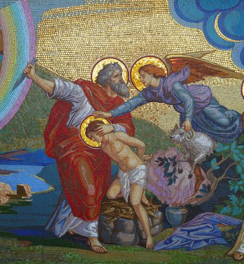 Mozaik paneli bir Ortodoks Kilisesi olarak dini bir tema üzerinde. Şehir, Kirowograd, Ukrayna, 05 Haziran 2018