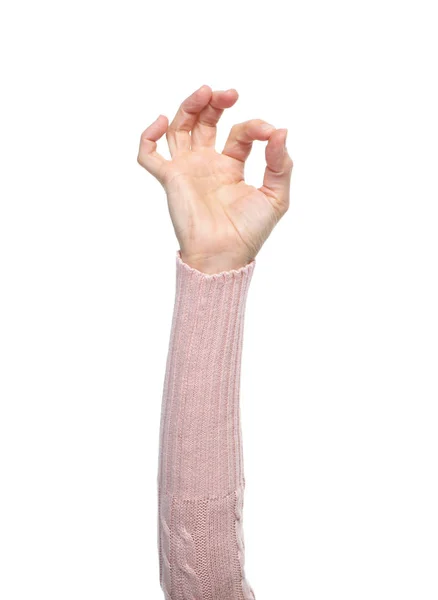 Mãos Com Gestos Isolados Sobre Fundo Branco — Fotografia de Stock