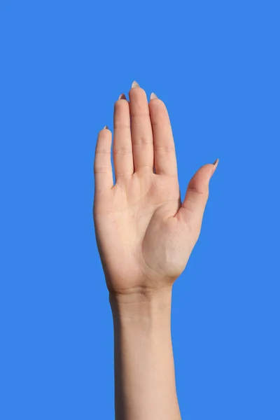 Young Women Hands Gestures Stop — Stock Photo, Image