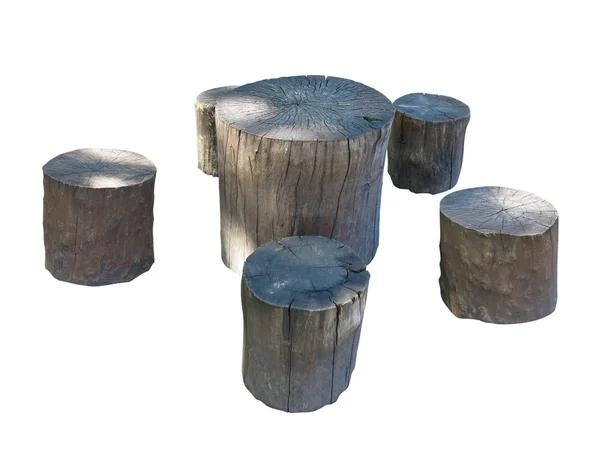 Garden Furniture Made Wooden Log Isolated White Background — Stock Photo, Image