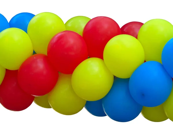 Red Blue Yellow Celebration Balloons Stack Isolated White — Stock Photo, Image