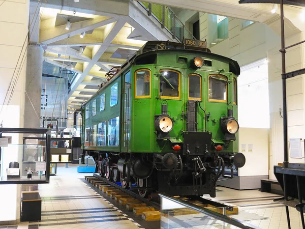 2018 Wien Avusturya Viyana Teknik Müzesi Eski Vintage Yeşil Lokomotif Stok Fotoğraf
