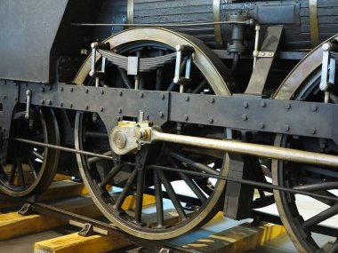 Closeup jantlar eski vintage buhar motoru lokomotif ayrıntılarını için tren