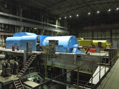 Buhar türbini ve jeneratör Santrali'nde bir gece çekimi